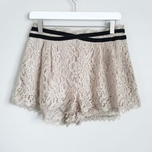 Free People | Tan Metallic Lace Shorts size 4